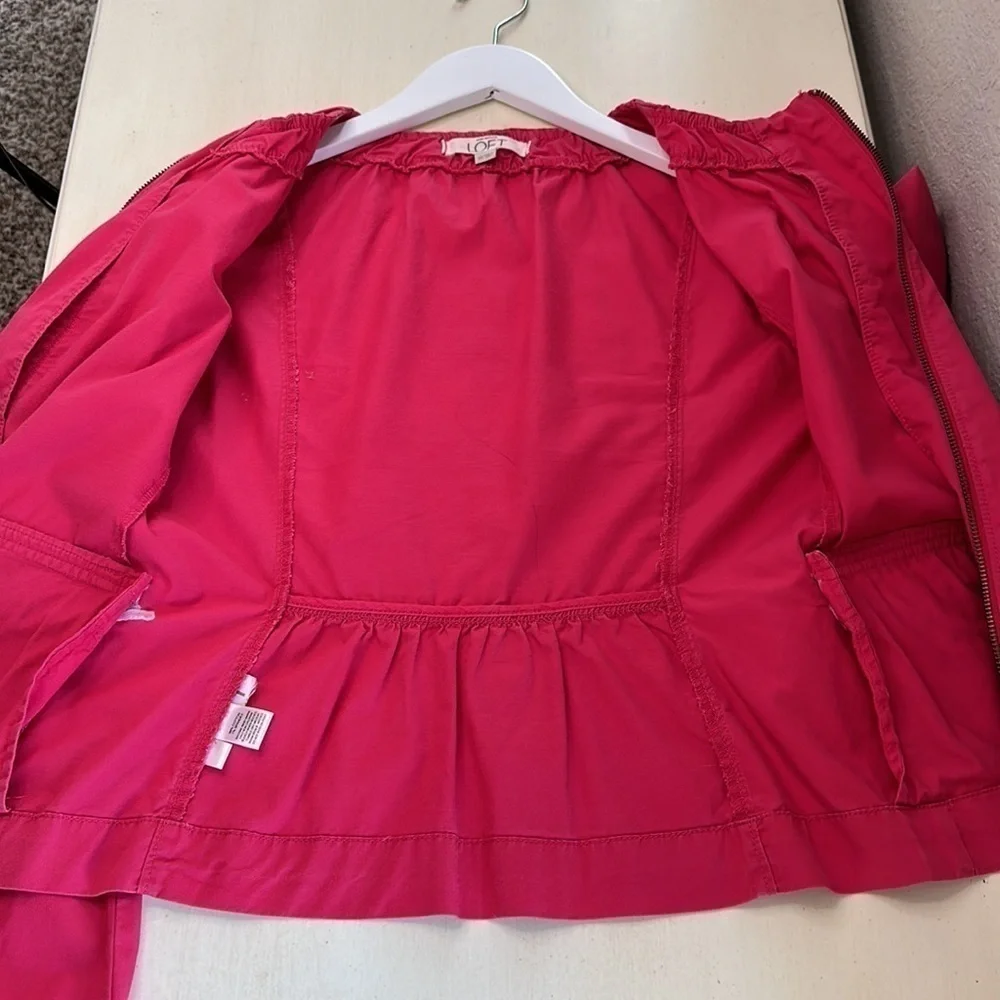 LOFT Hot Pink Cotton‎ Peplum Style Jacket Size XS